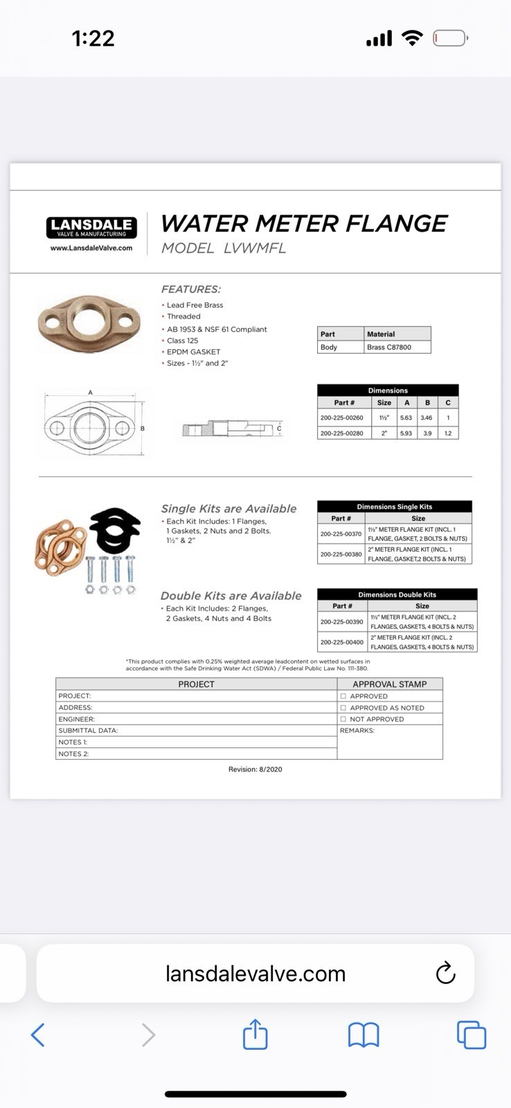 1.5″ Meter Flange Kit