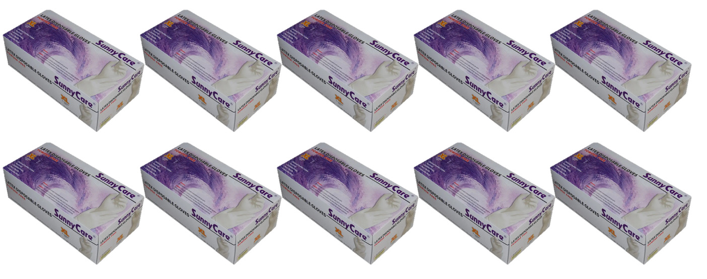 SUNNYCARE LATEX GLOVES – 6804 XLARGE – CASE OF 10 BOXES (100 GLOVES/BOX)