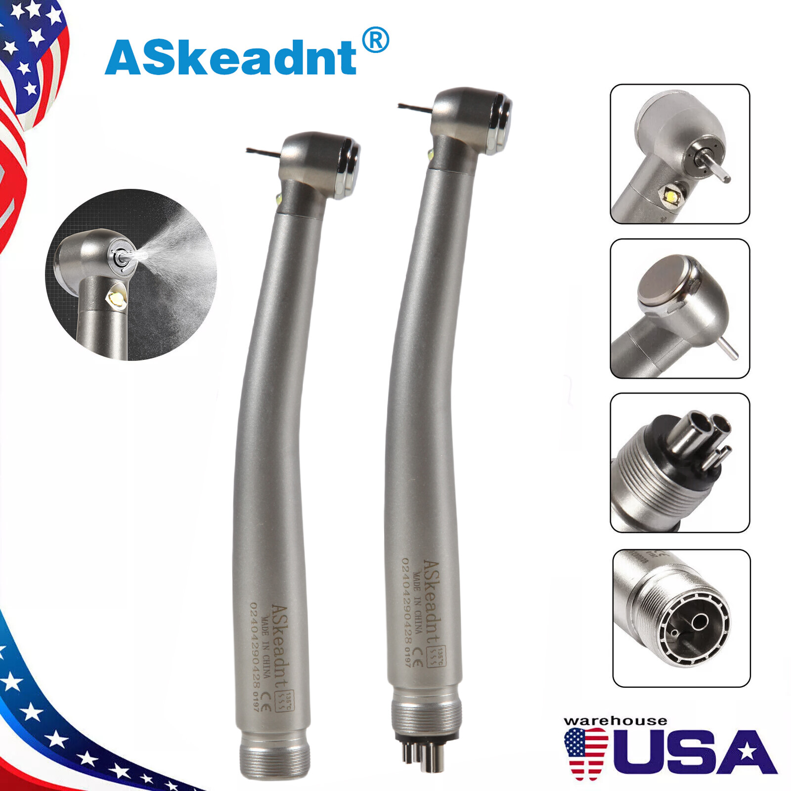 pieza de mano dental alta velocidad turbina cabeza de par 3 spray 2/4 hoyos