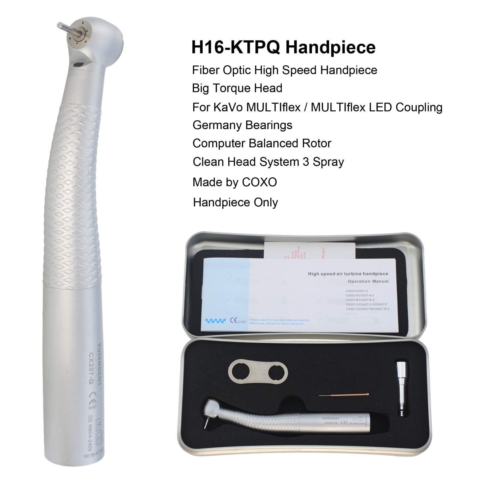 COXO Dental Fiber Optic High Speed Handpiece For KaVo MULTIflex NSK W/H Coupler