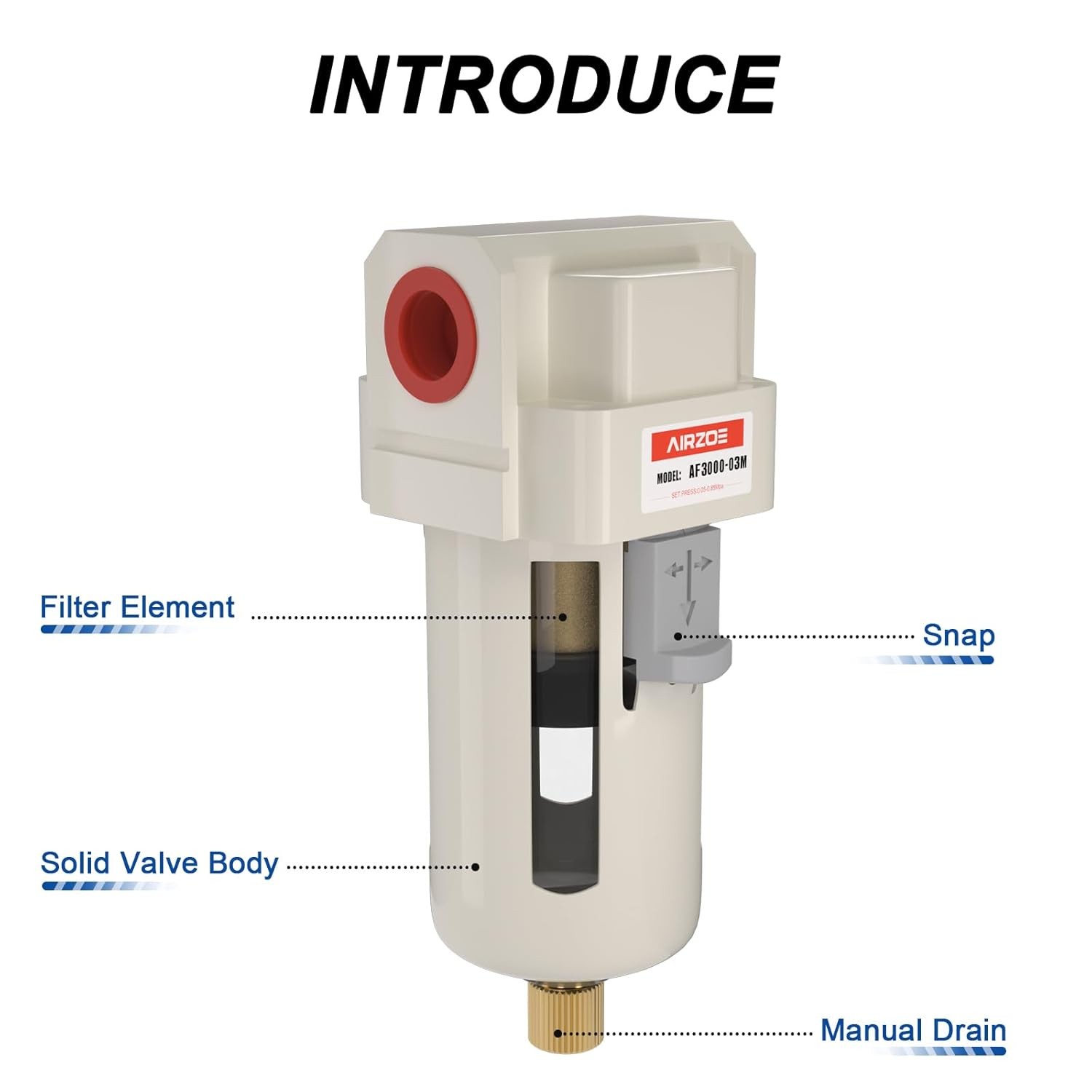 AIRZOE 3/8″ NPT Air Dryer for Compressor Water Separator Filter AF3000
