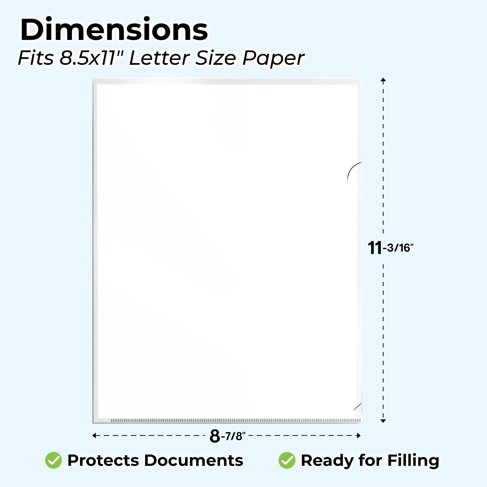 Clear Folders for Documents, Plastic 8.5×11 File Sleeves for Document Protect…
