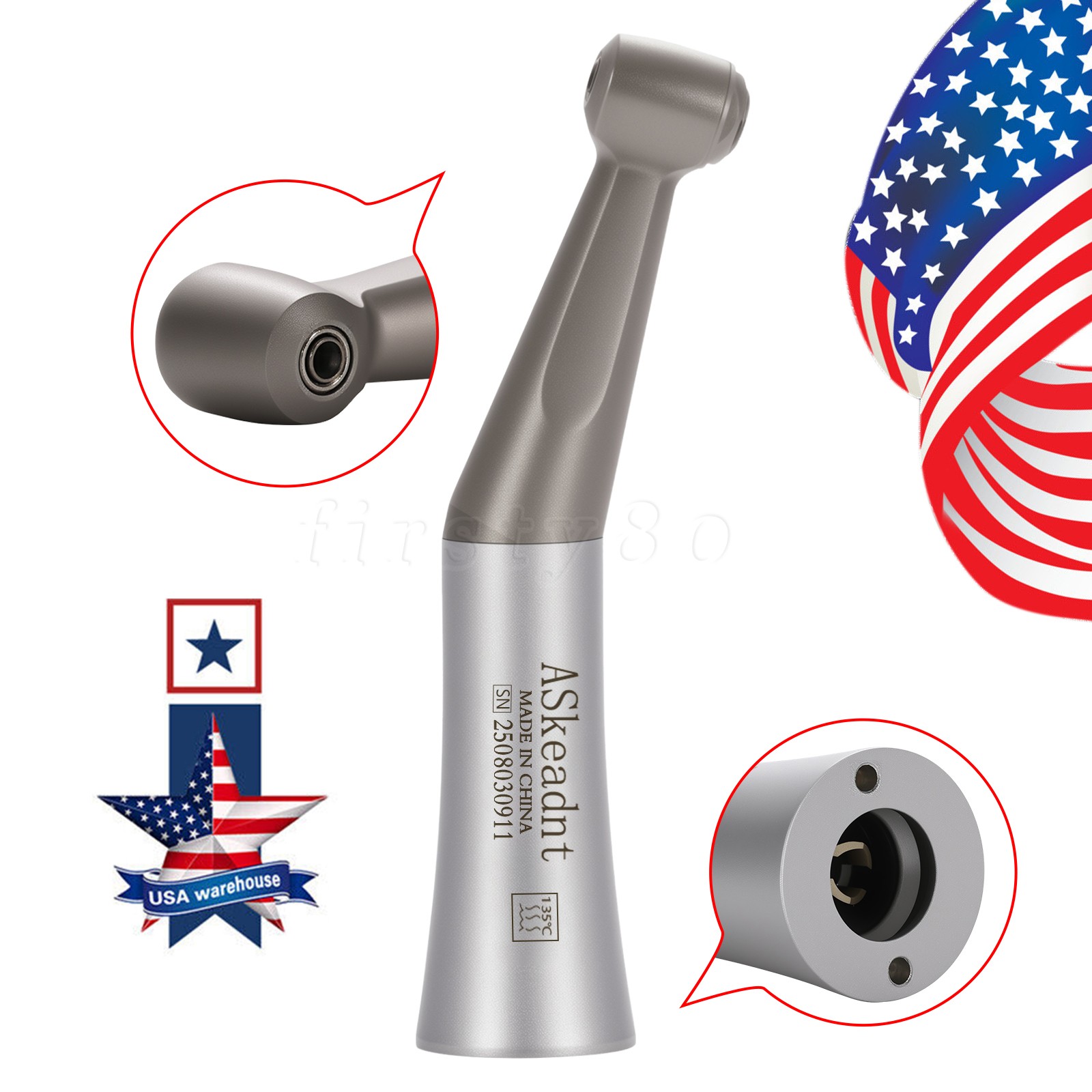 SANDENT Dental 1:1 Low Speed Handpiece Contra Angle Push Button Direct Drive