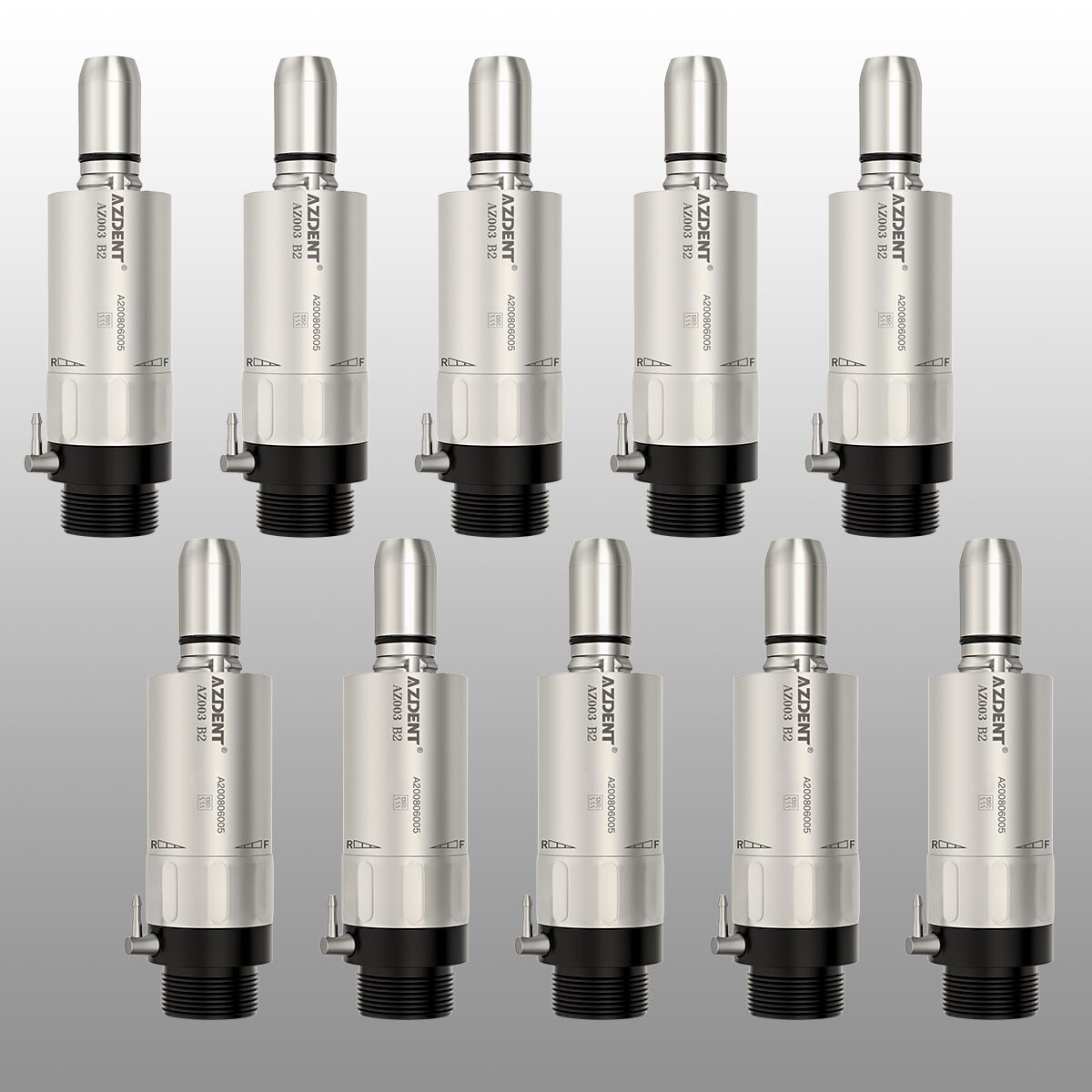 AZDENT Dental 1:1 Direct Drive Low Speed Air Motor Turbine Handpiece 2 Holes