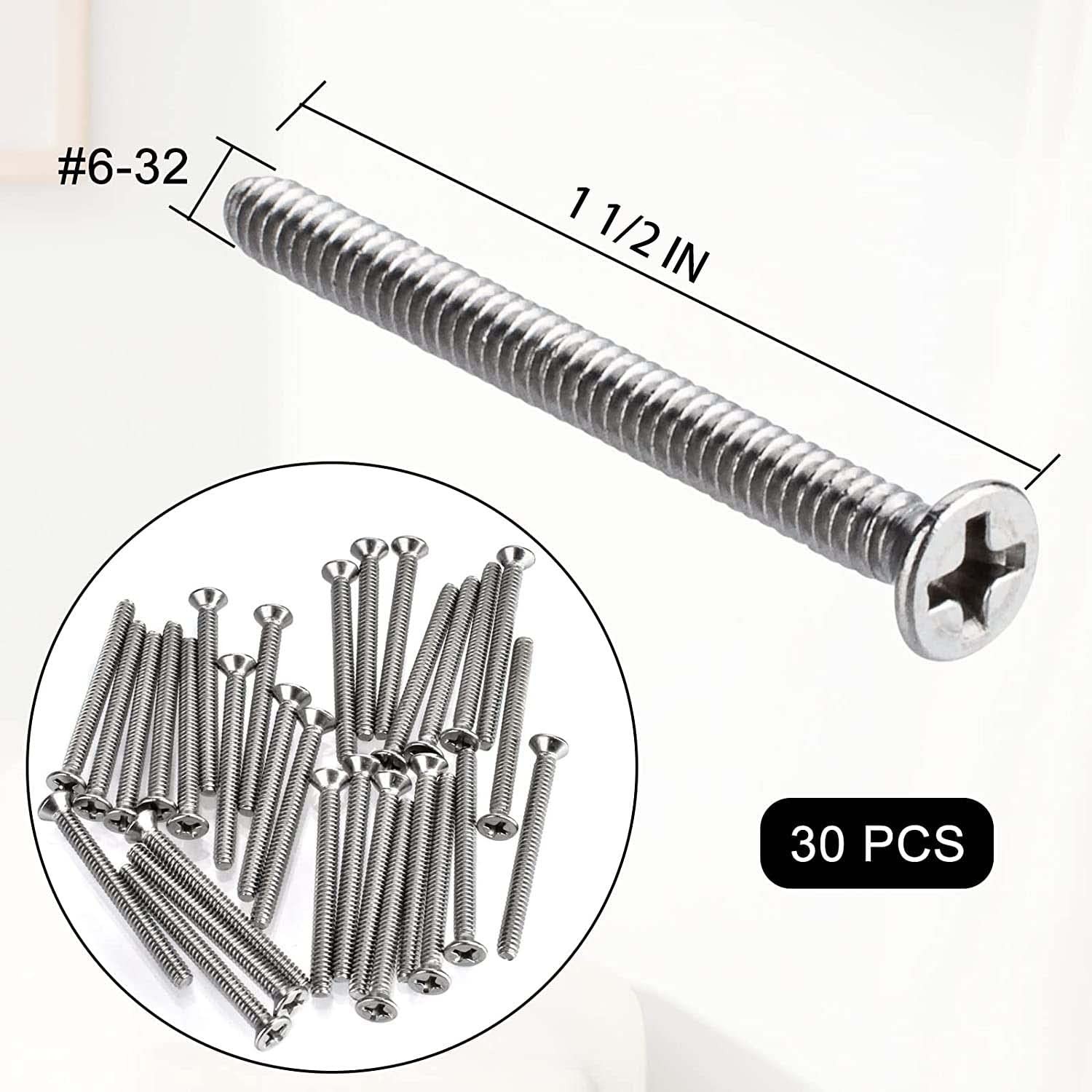 Extra Long Outlet Screws 6-32 x 1-1/2 Inches Machine Screws – 30 Pack