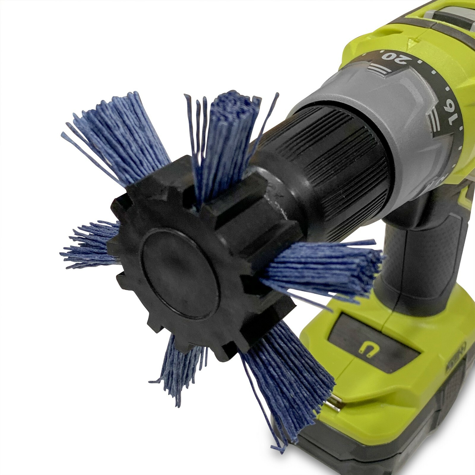 4″ Nylon Flap Brush 1/4″ Shank Medium Coarse 3 Pack Blue Drill Brush Wheel