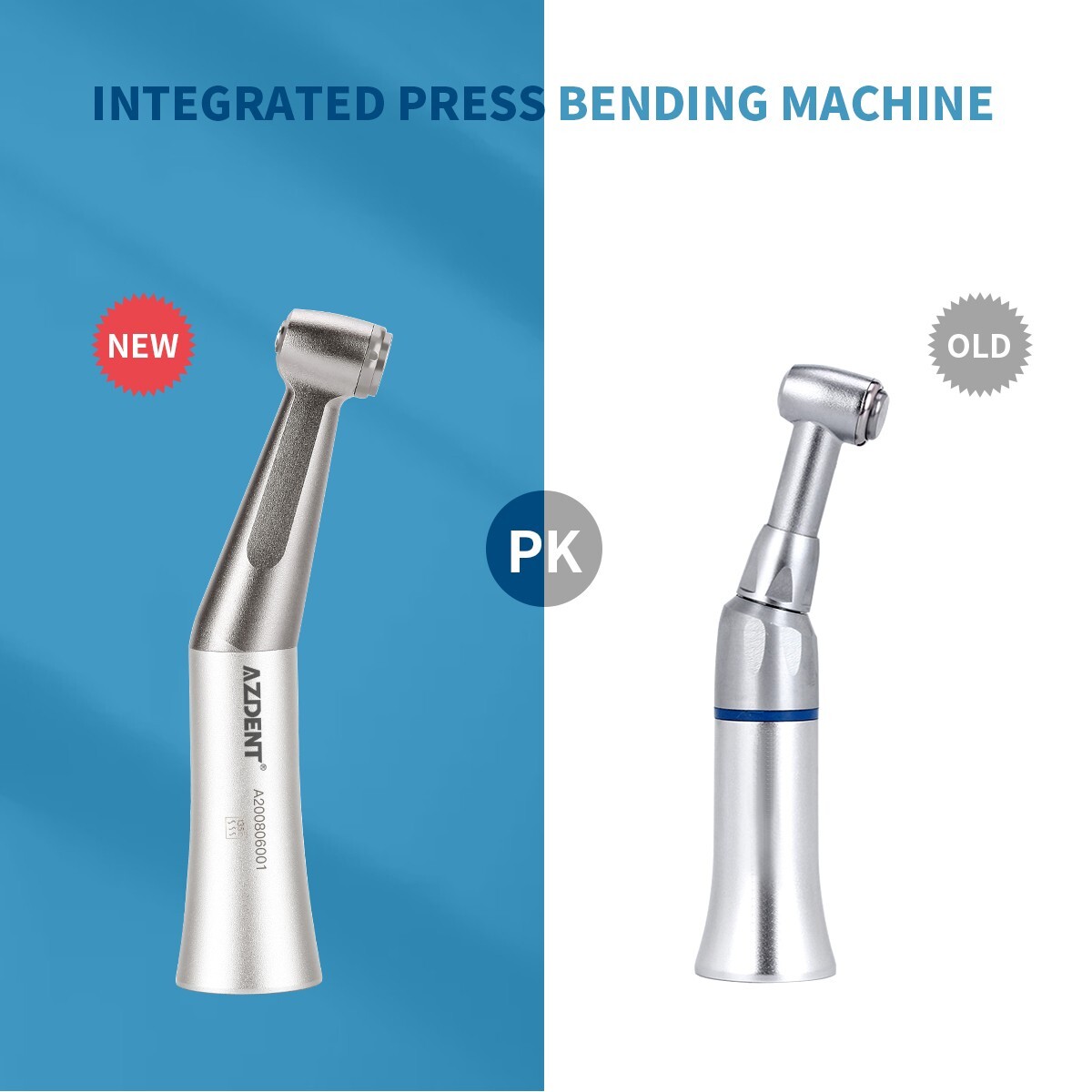 AZDENT Dental Low Speed Contra Angle Handpiece Push Button Fit FG 1.6mm Burs
