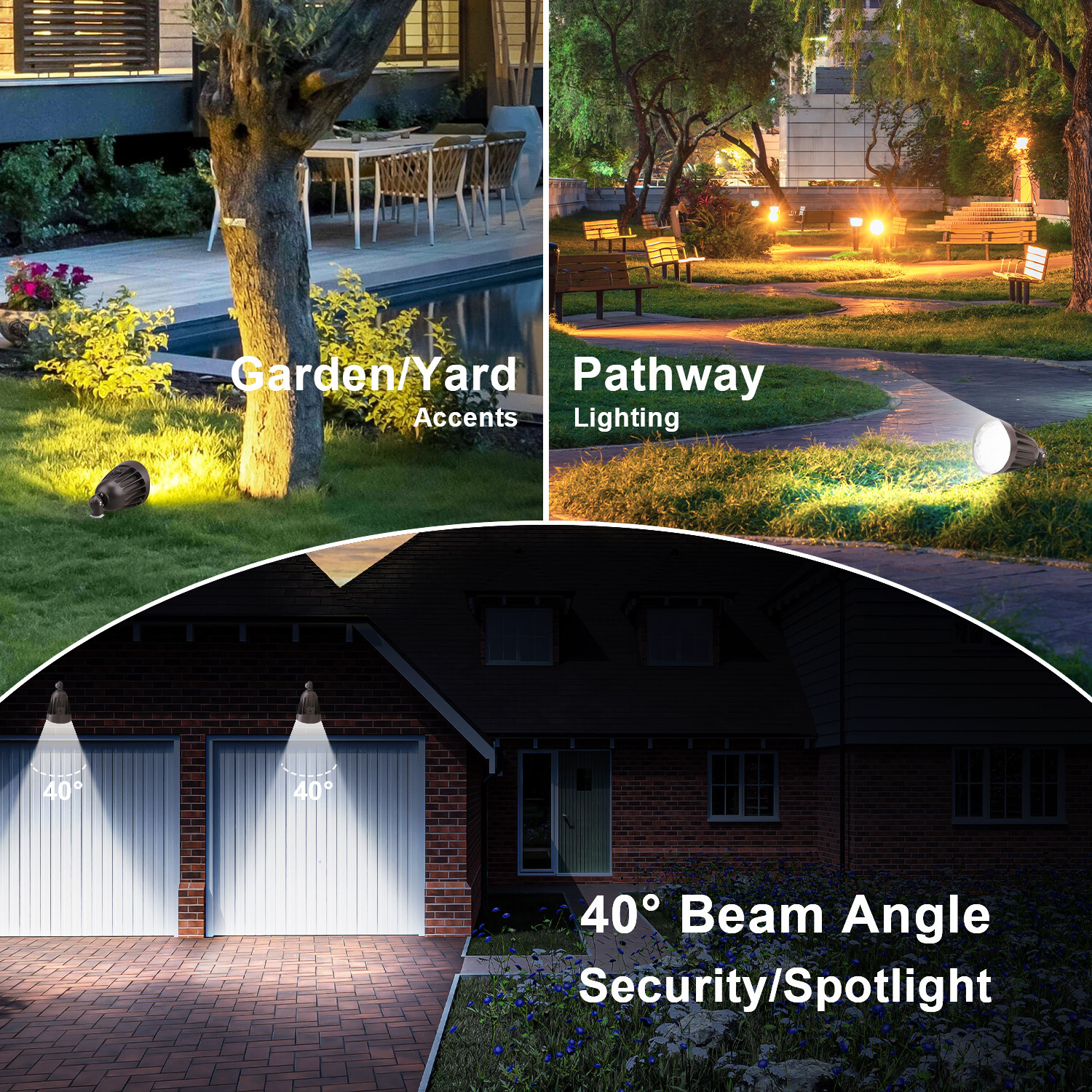 25W LED Bullet Flood Light 3CCT Selectable LED Landscape Spotlight with Knuckle