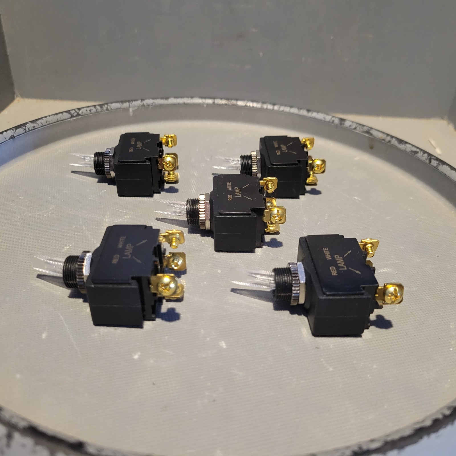 Lot of 5 BEP SPST Lighted Toggle Switch, Red, 21A @ 14VDC, 0918