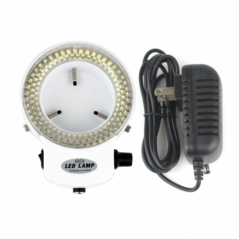 Microscope 144 LED Bulbs Microscope Ring Light Illuminator Lamp Adjust US Plug