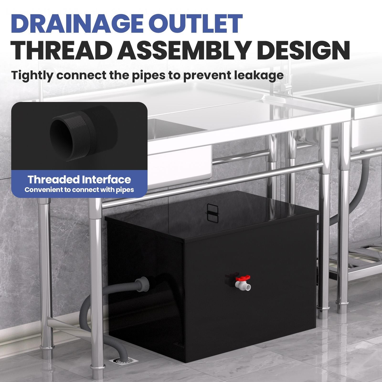 30 Gallon Commercial Under Sink Grease Trap 30 LBS Under Sink Grease Trap