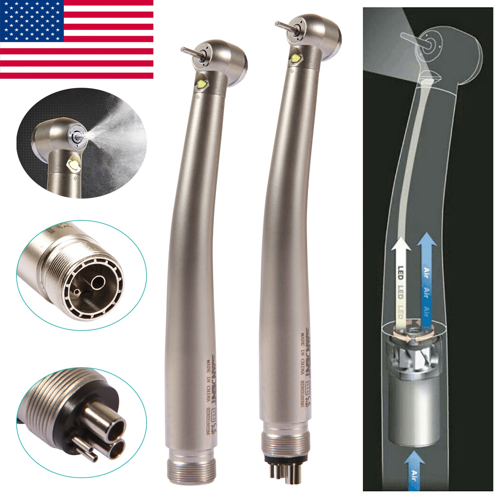 Turbina LED 2/4 orificios con pieza mano de alta velocidad dental NSK Style