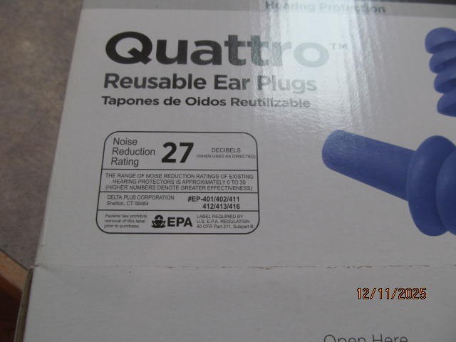 New Box Of 100 Deltaplus Quattro EP411 Reusable Ear Plugs 27 Decibels Free ship