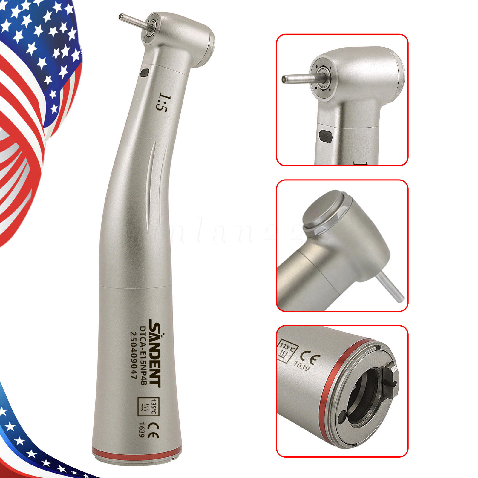 Dental 1:5 Optic LED Contra Angle Increasing Handpiece Fit NSK Electric Motor