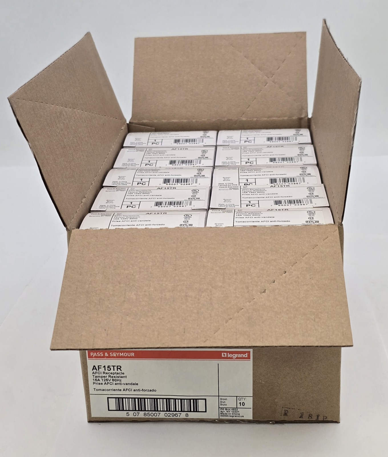 10PC Pass & Seymour AF15TR Tamper-Resistant AFCI Receptacle 15A 125V 60Hz