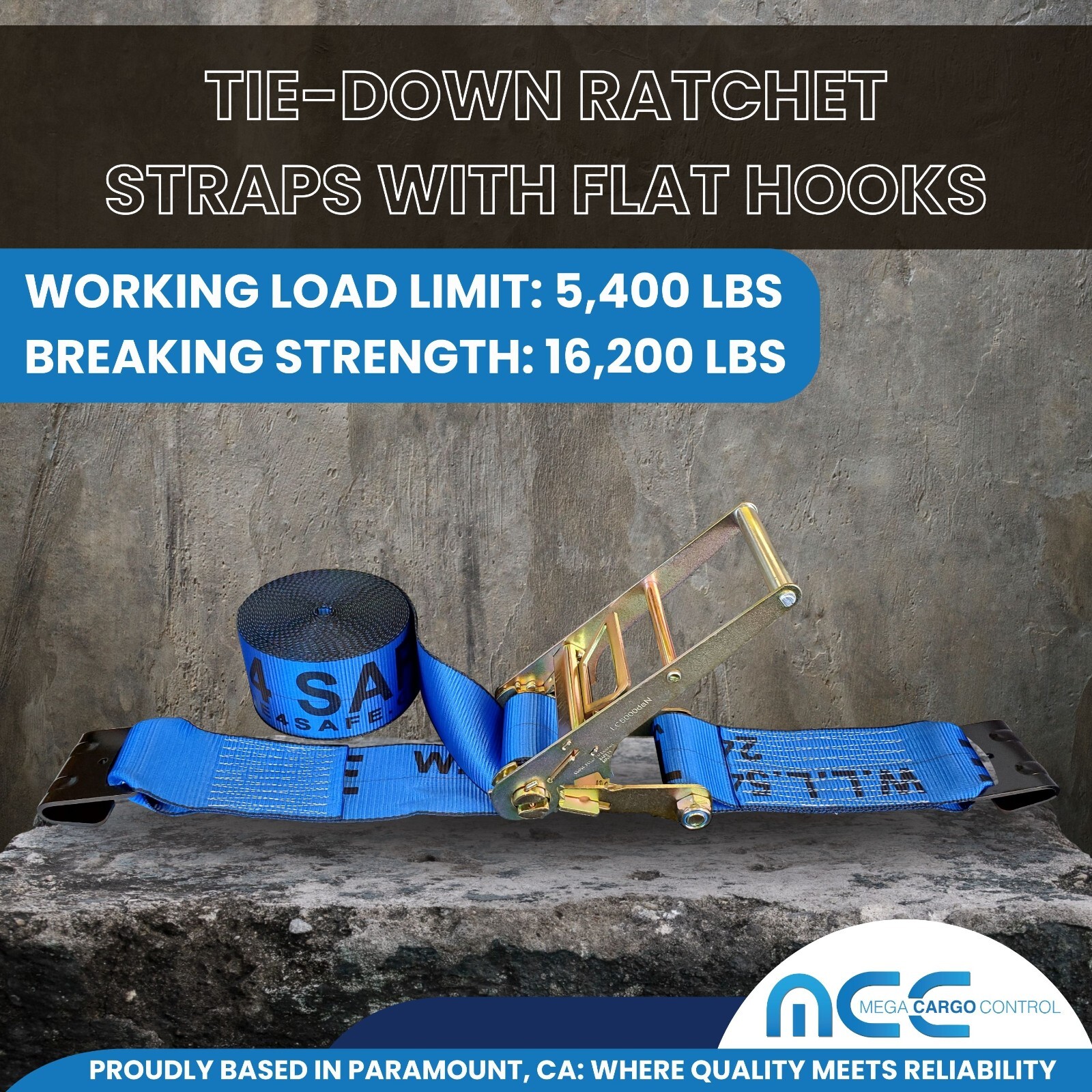 USA 4″ x 40′ 50′ 60′ Ratchet Strap Flat Hook Farm Trailer Flatbed Truck Tie Down