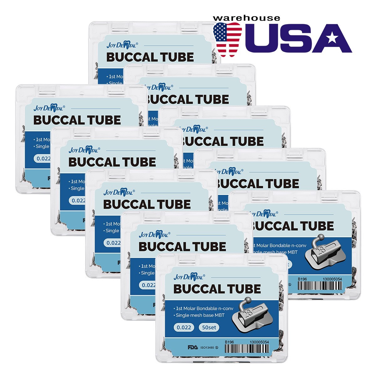 200pcs Dental Ortho Buccal Tubes 1st Molar MBT 022 Non-Conv Mesh Base Joydental