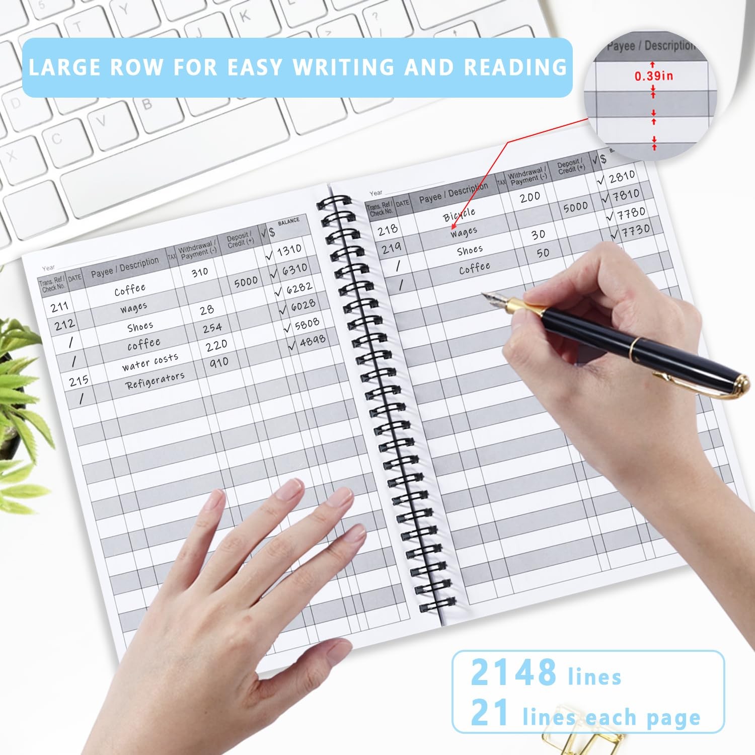 A6 Big Checkbook Register, Check Registers for Personal, Check Book Register