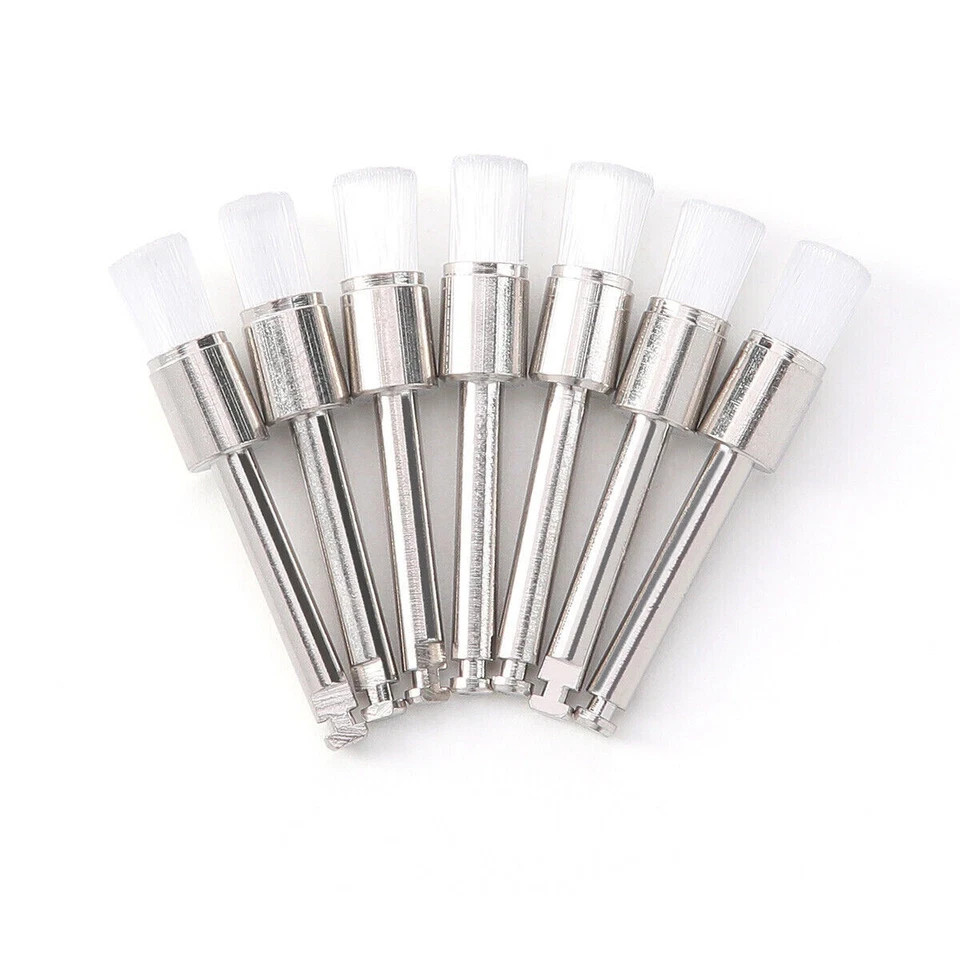 100 Pcs Dental Disposable White Nylon Polishing Flat Latch Polisher Prophy Brush