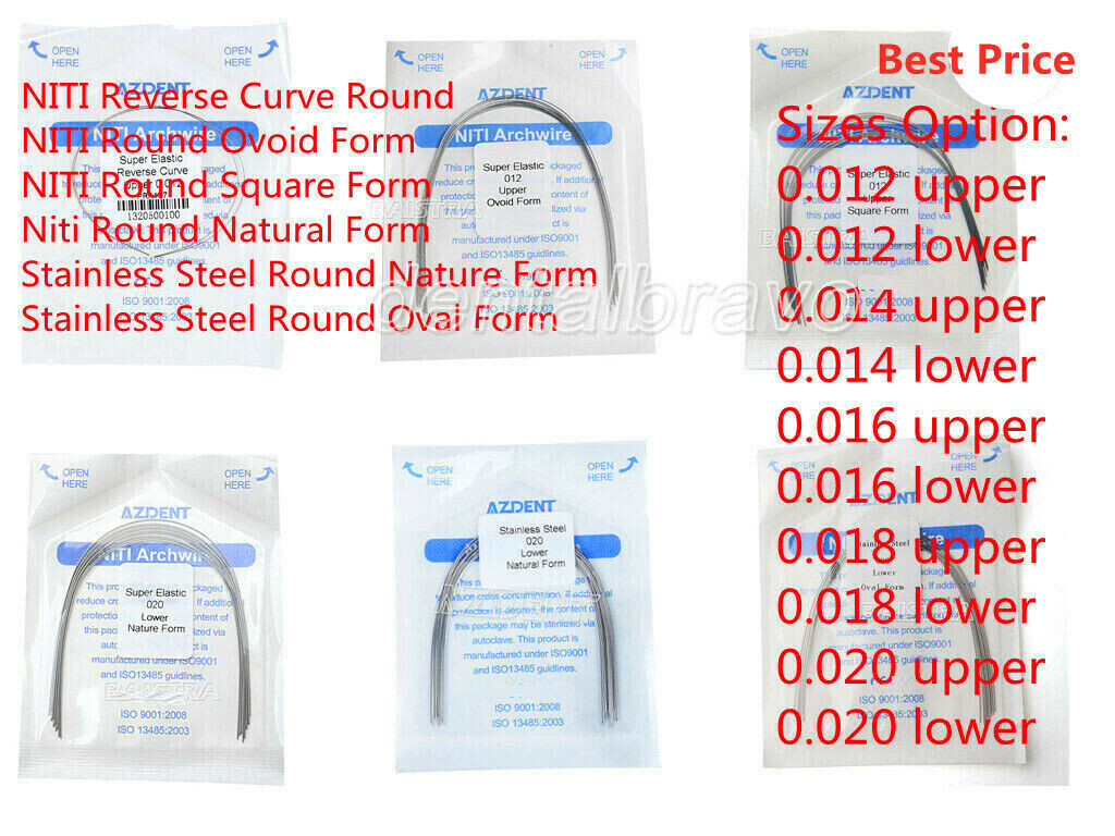 30X Dental Ortho NITI/Stainless Steel Arch Wire Round Oval/Nature/Square Form
