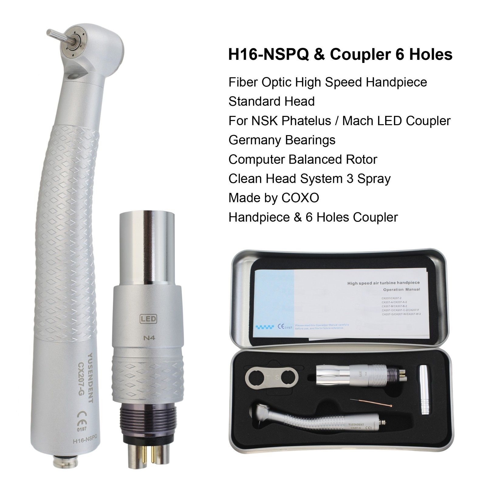 BEING Handpiece COXO Dental Fiber Optic High Speed For NSK Coupler 4 6 Hole