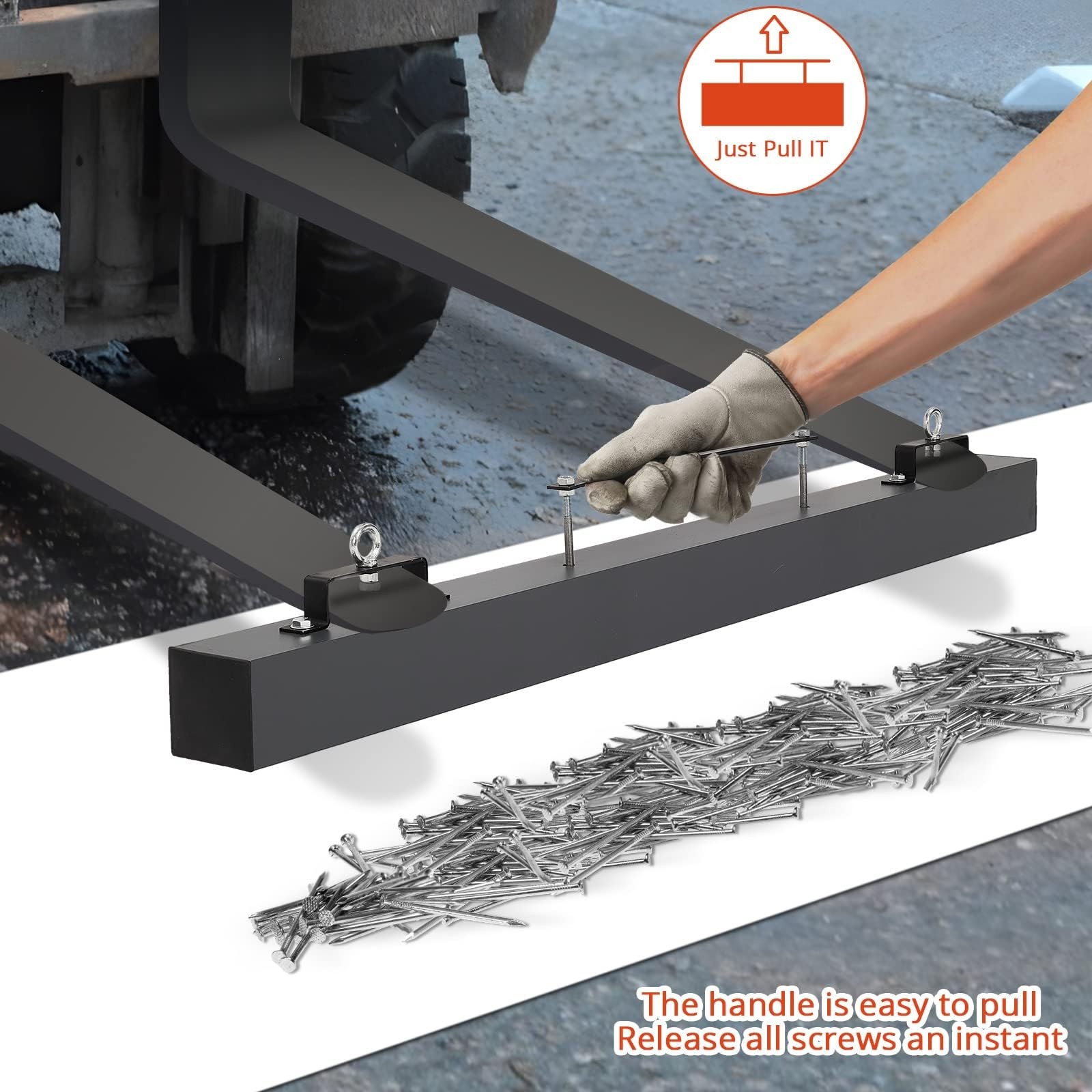 60 Inch Magnetic Pickup Sweeper, 150Lbs Hanging Construction Magnet Sweeper