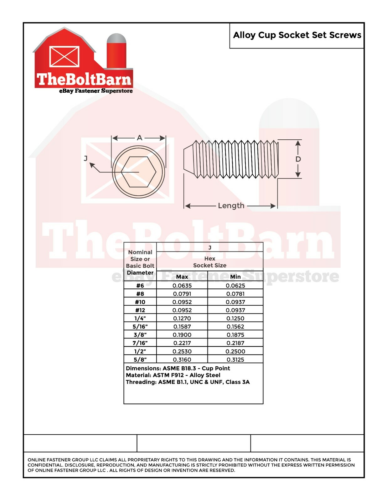 7/16″-14 Alloy Cup Point Allen Socket Set Screw Coarse Black Oxide (Pick Size)