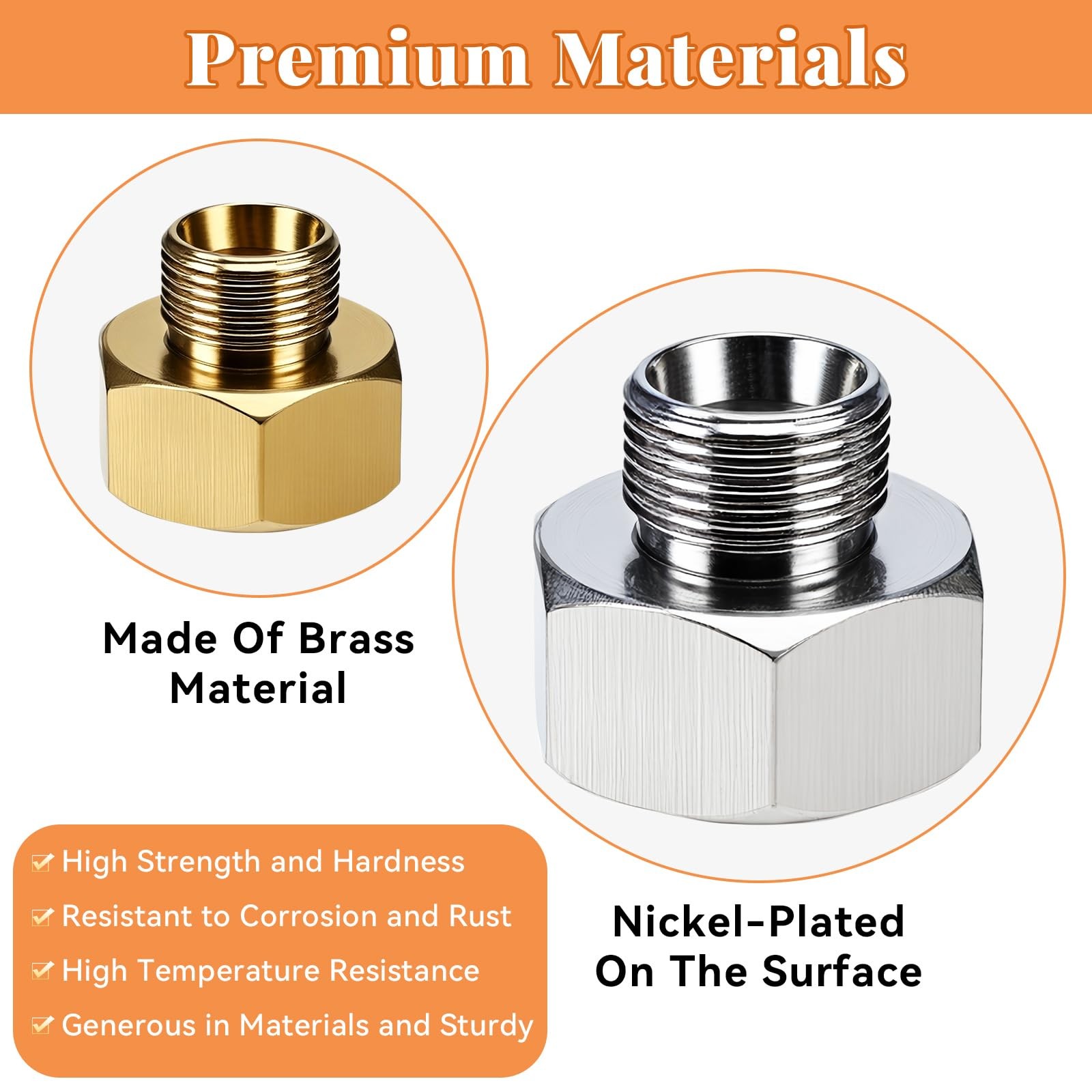 Water Line Adapter, 4 Pcs 1/2″ Female to 3/8″ Male Brass x 1/2″, Silver
