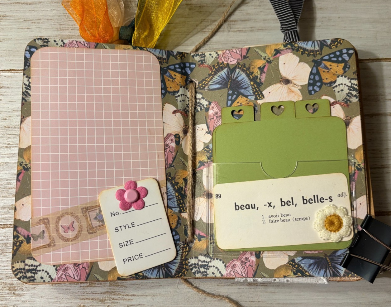 Junk Journal Handmade Booklet Book Vintage “Nature Butterfly” Pockets, Ephemera