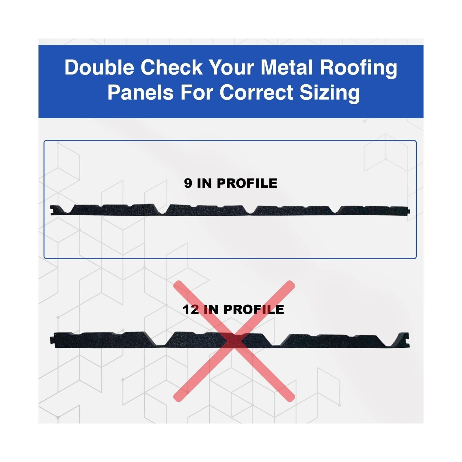 3/4″ Metal Roof Foam Outside Closure Strips (20 Pack) 9 in Profile 3 ft Long