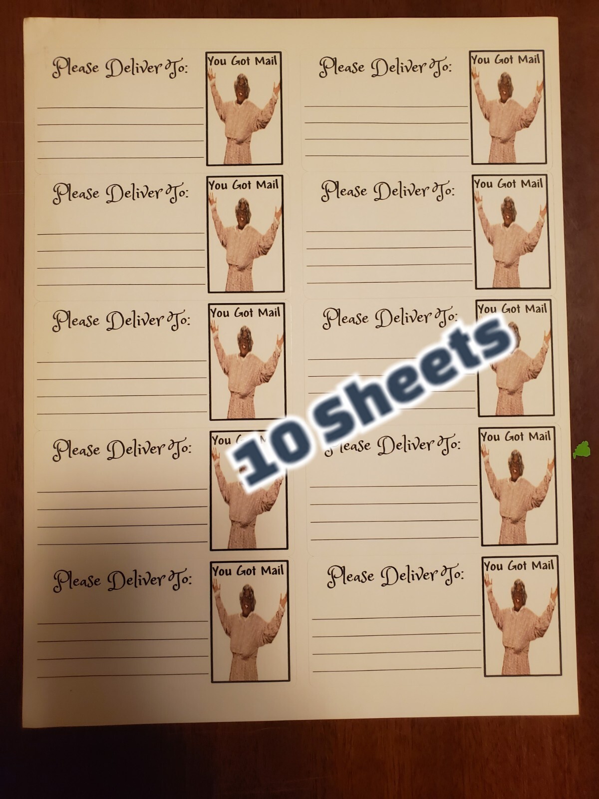 10 Sheets please deliver to address shipping labels (PDT) pen pal, mail