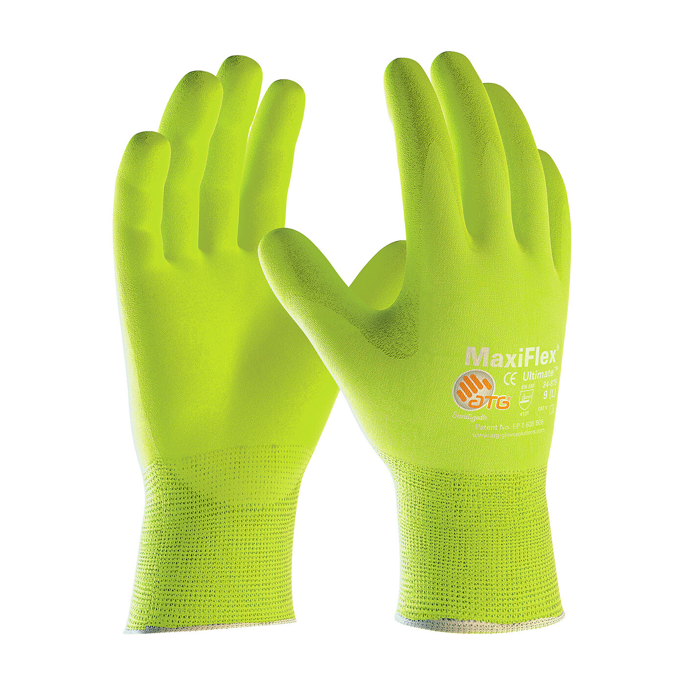 PIP 34-874FY MaxiFlex Ultimate Hi-Vis Nylon/Lycra Glove, Nitrile Coated (SM-XL)