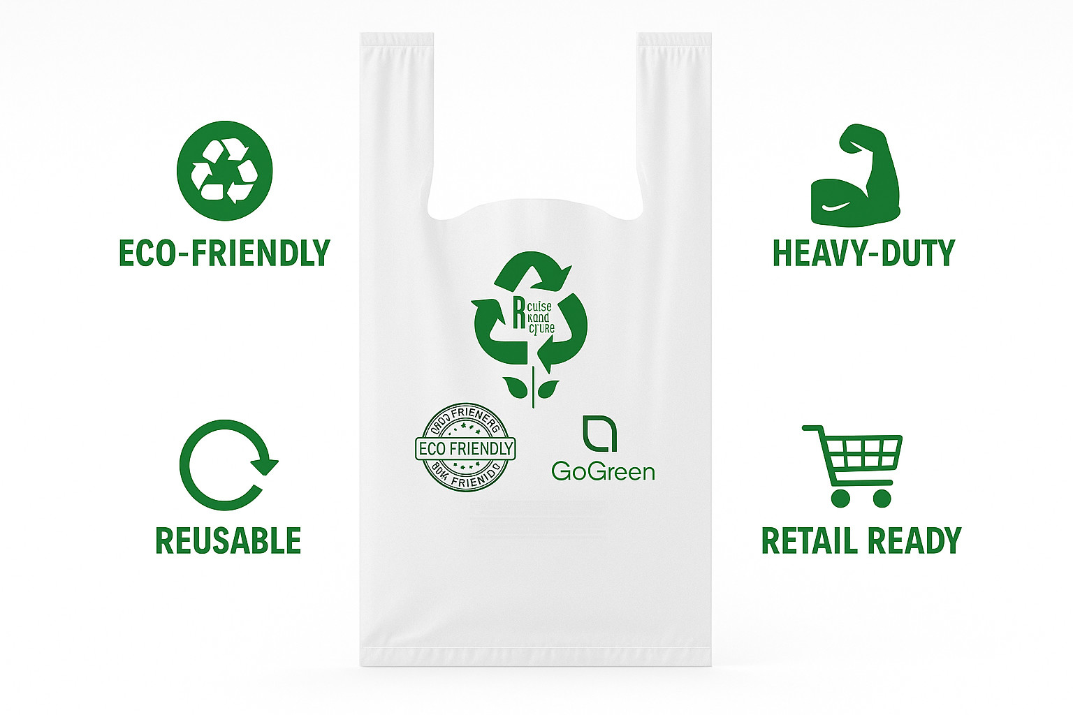 Clear Plastic T-Shirt Grocery Bags 3 Mil Heavy Duty Reusable 1/6 21×6.5×11.5
