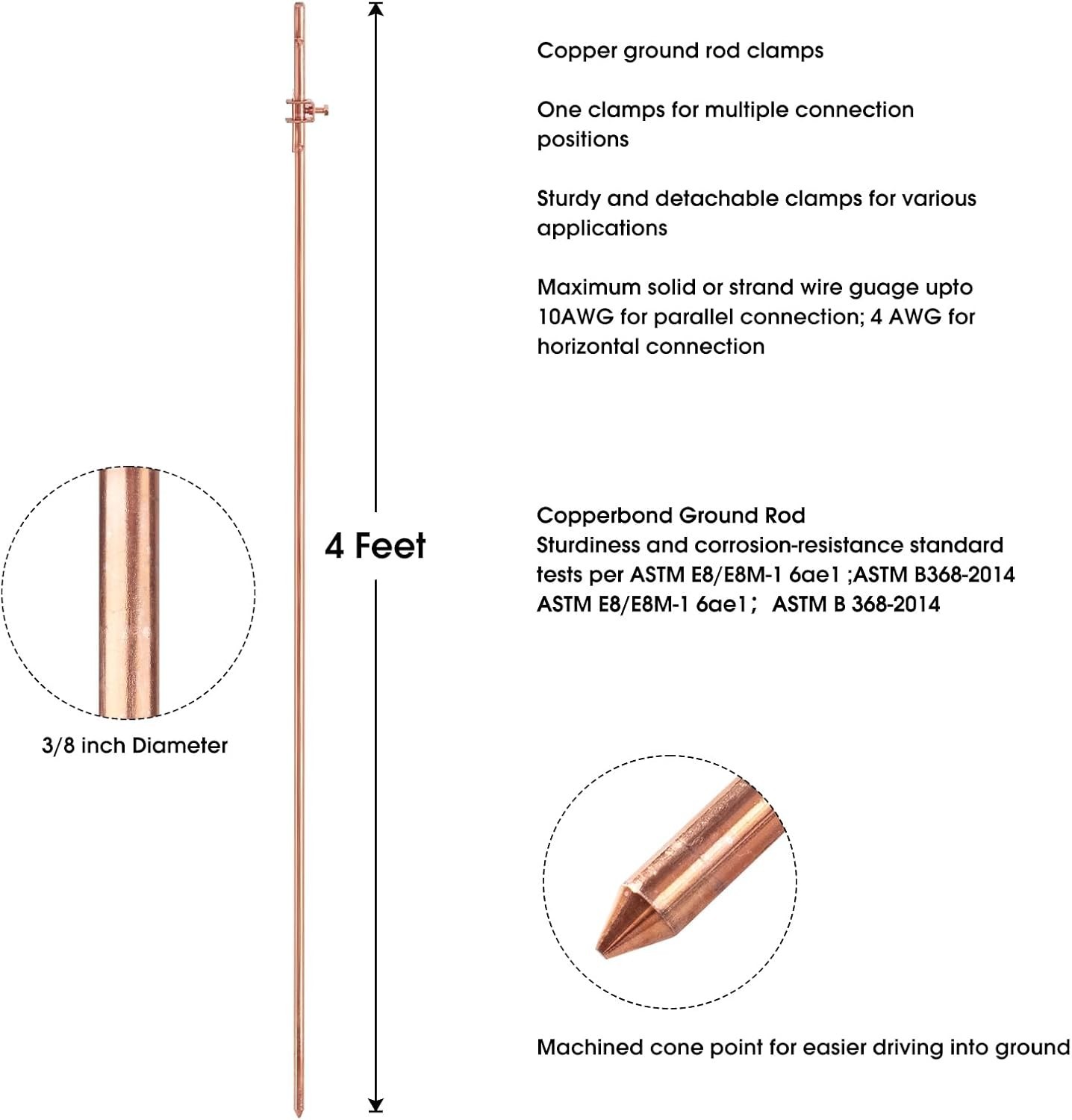 Copper Ground Rod for Satellite Dishes