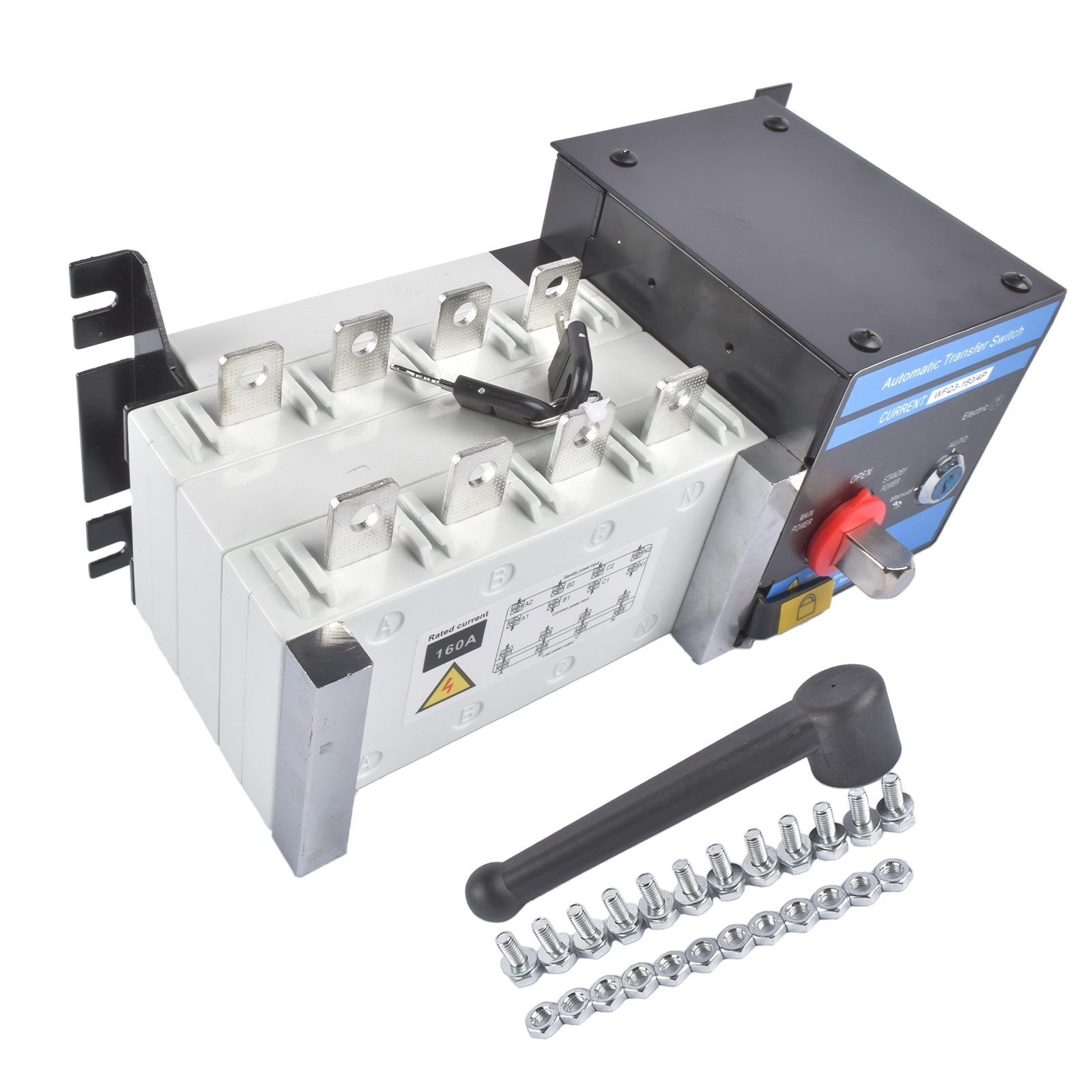 Industrial Automatic Transfer Switch 4P 160A 110V or 220V Plastic Copper Steel