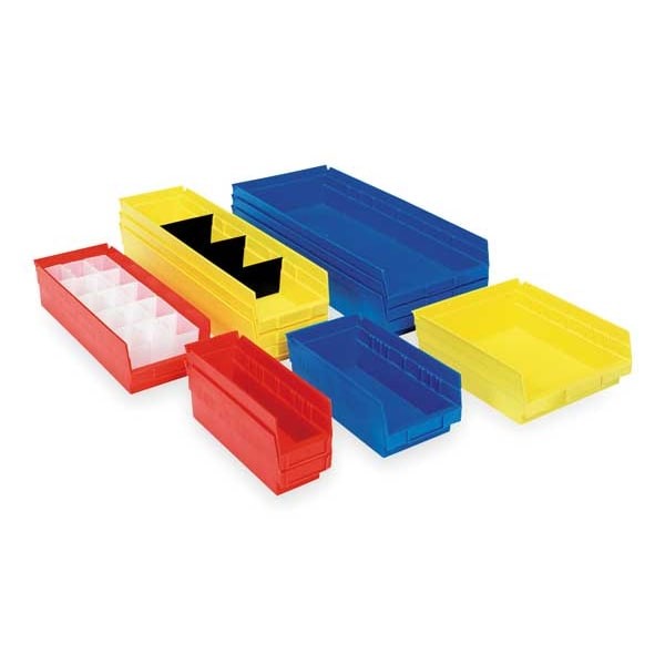 Akro-Mils 30138Red Shelf Storage Bin, Plastic, 6 5/8 In W, 4 In H, 17 7/8 In L,