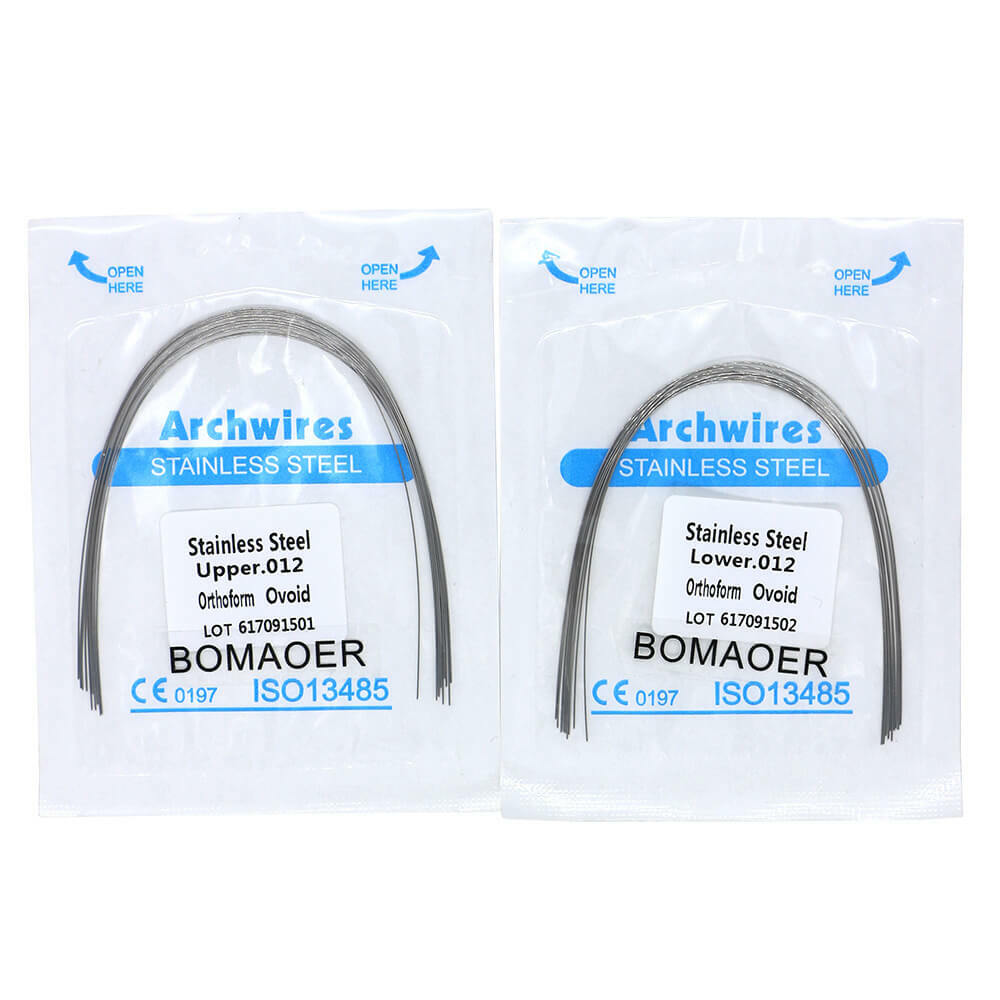 Orthodontic Arch Wires, Oval Form, Stainless Steel, 100 Pcs (10 Packs)