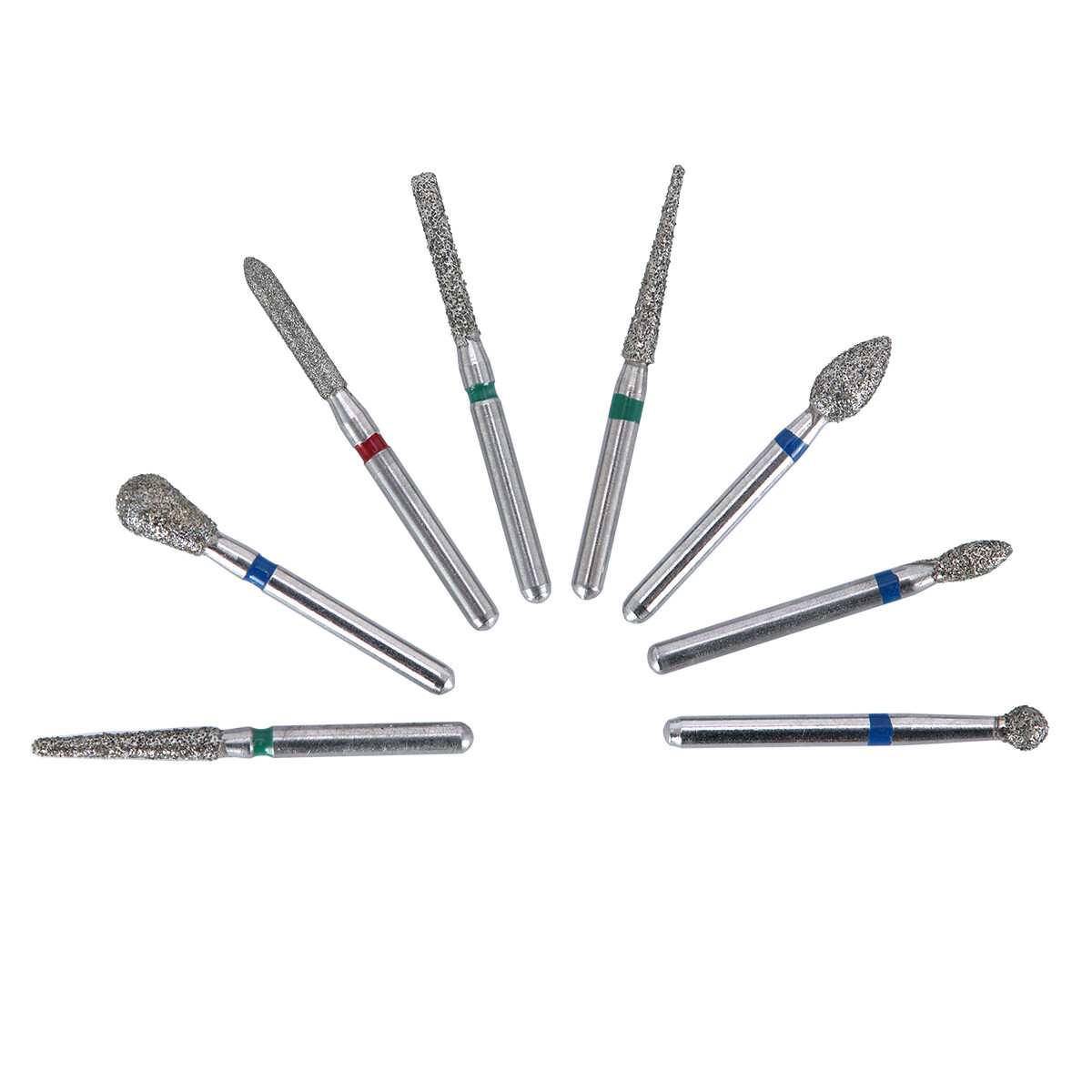 100piezas 20tipos Fresas de diamante medianas dentales FG 1.6 mm Bur BR/TR/TF/EX