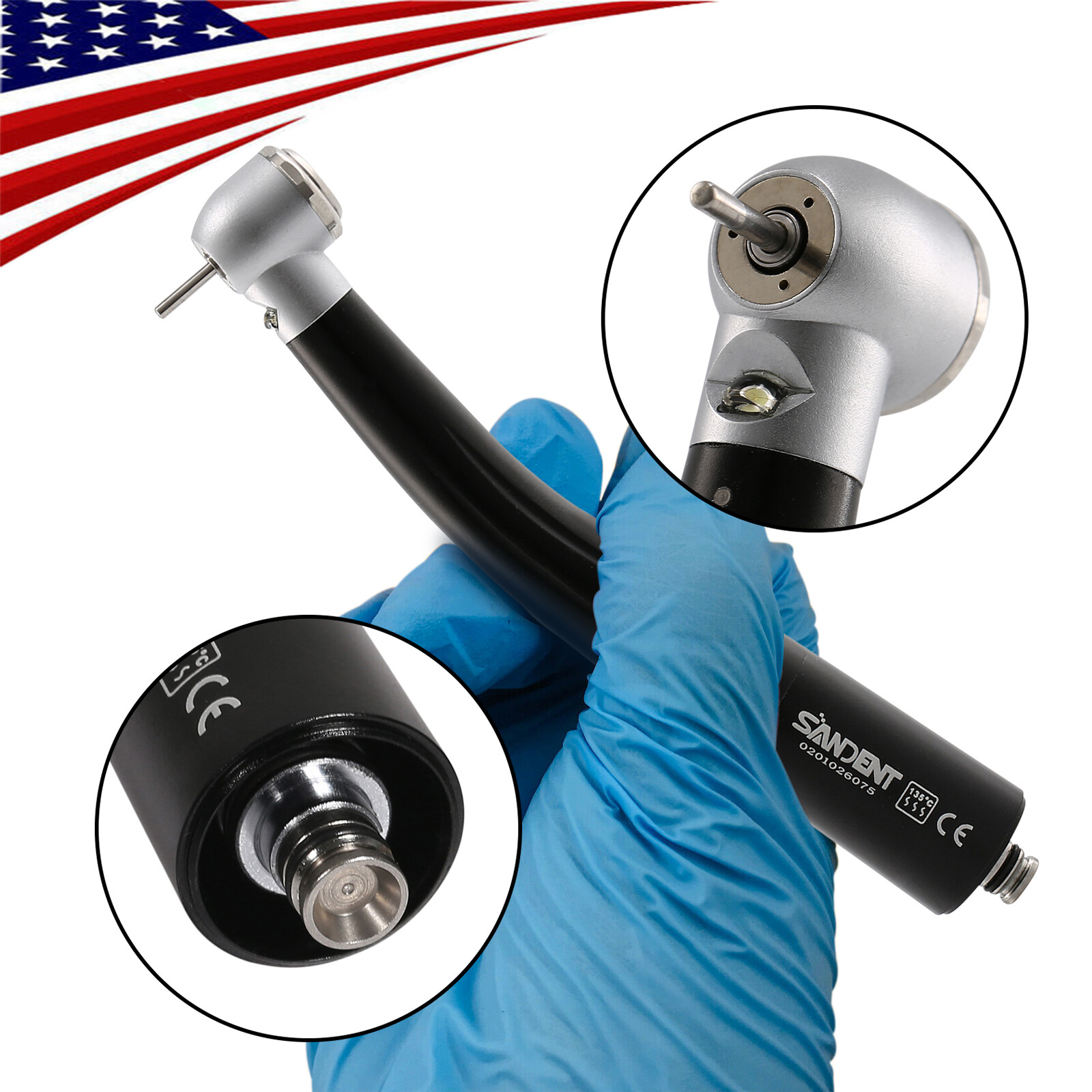 Dental LED E-generator Fiber Optic High Handpiece Turbine Internal Triple Spray