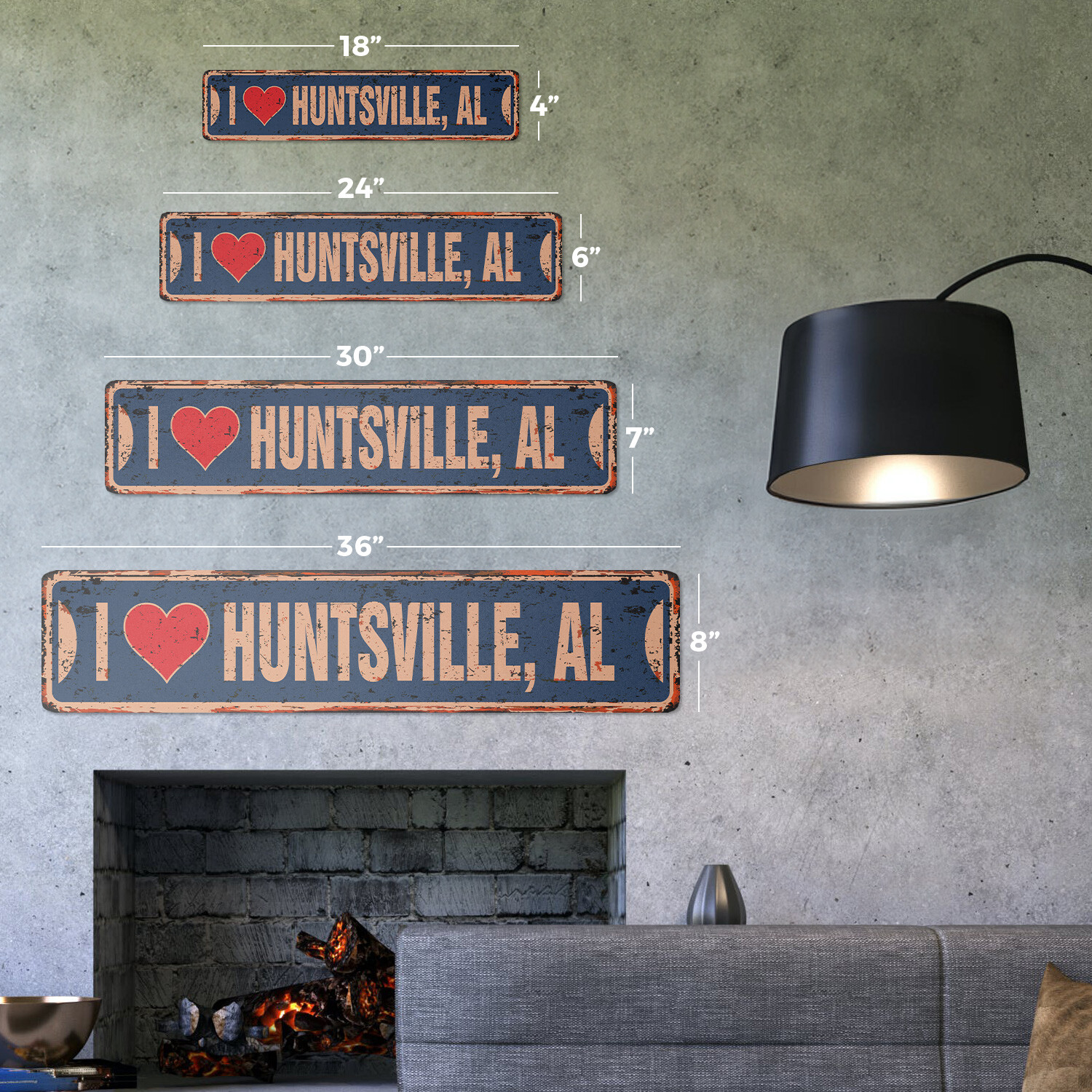 I LOVE HUNTSVILLE ALABAMA Vintage Street Sign al city state us wall road rustic