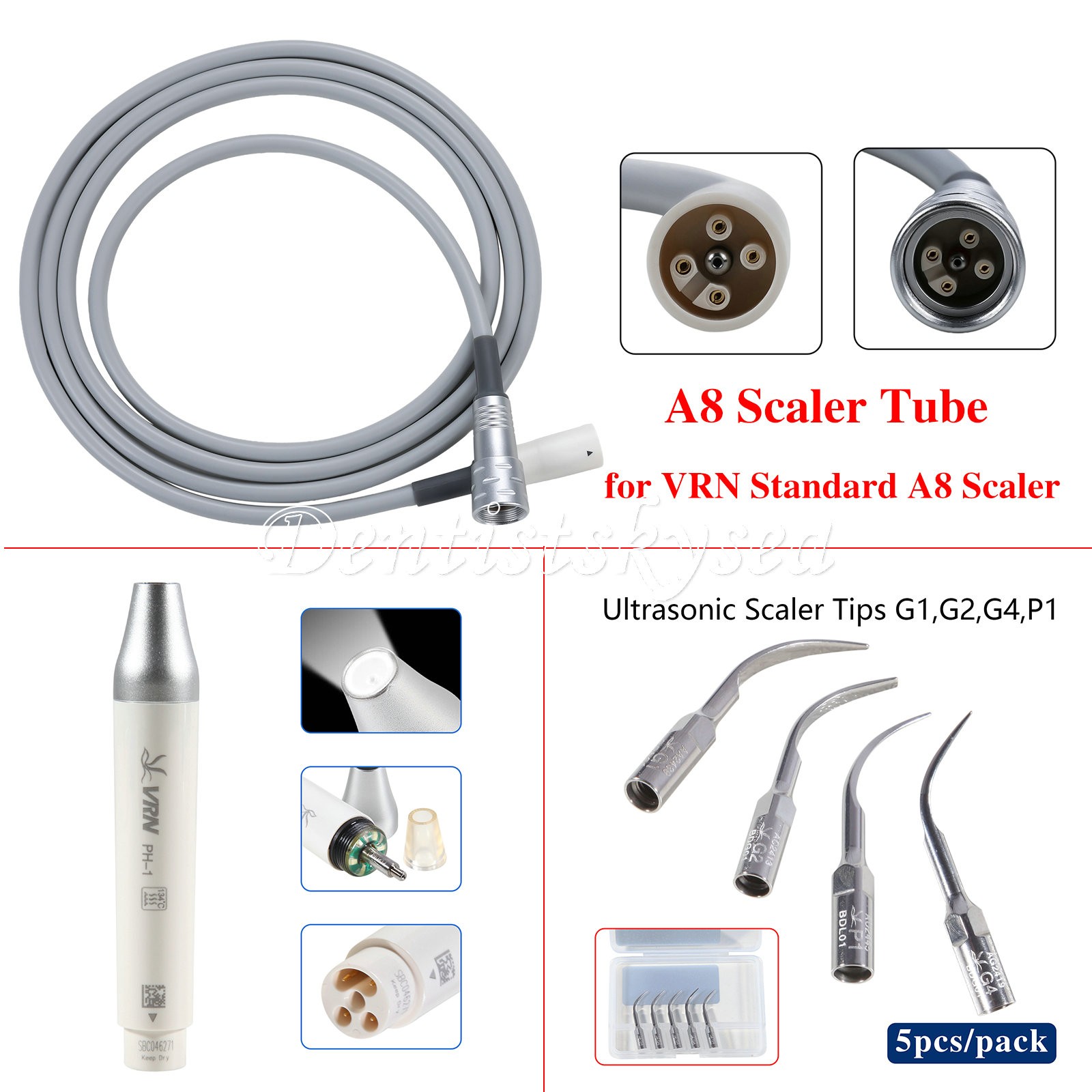 VRN LED Dental Ultrasonic Piezo Scaler Handpiece Bottle Tips Fit EMS Woodpecker