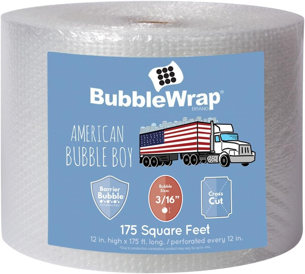 4 large rolls of Bubble Wrap total 700 feet, small bubbles 3/16 cushioning, 700