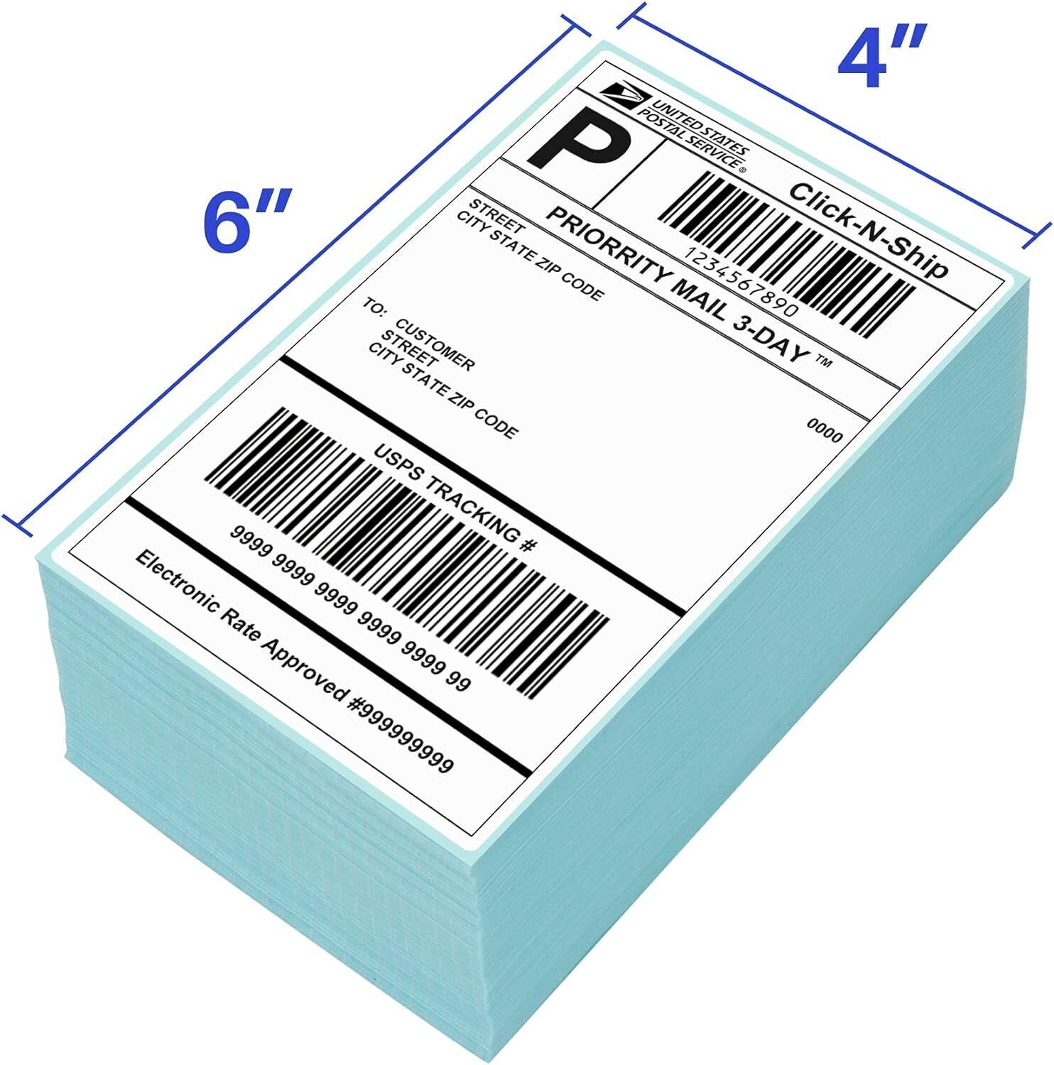1000/Stack 4″x6″ Fanfold Direct Thermal Shipping Labels Zebra & Rollo Printers