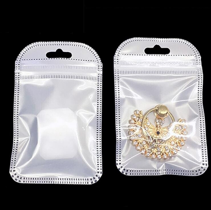 Resealable White Clear Zip Plastic Bag Retail Packaging Lock Pouches W/Hang Hole