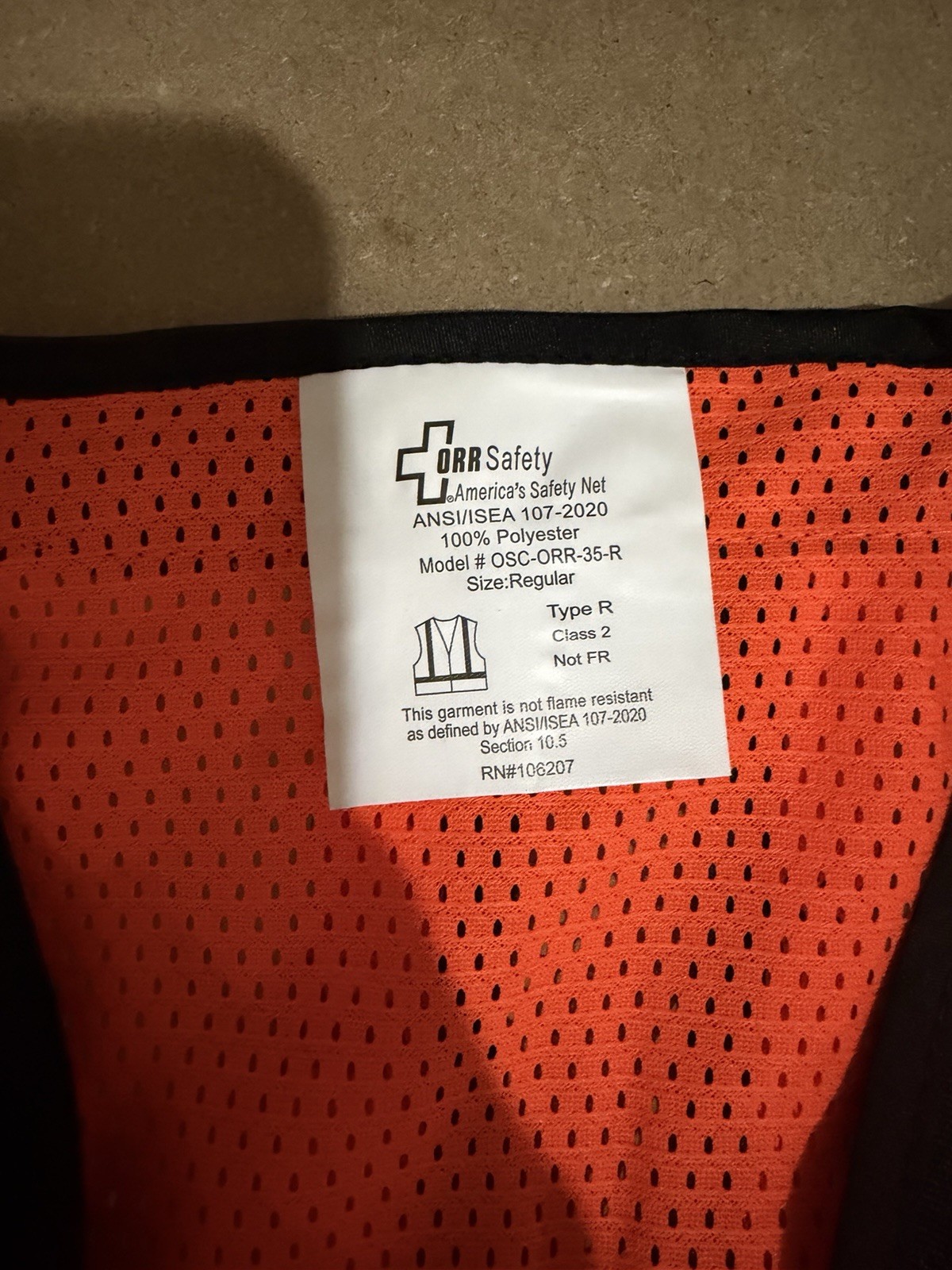 CPKC Employee issued PPE Hi-Visibility Orange Vest Size Large Reg. branded logo