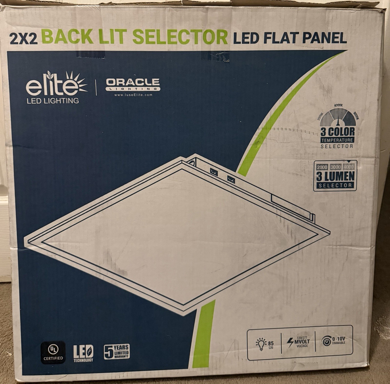 2×2 LED Flat Panel Light 2000-4000 Lumens Dim10 MVOLT 3500k 4000K 5000K | Elite