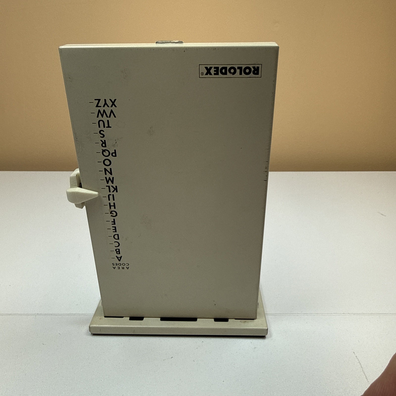 Vintage Rolodex Autodex Metal Telephone Address Book Pop-up Flip Top – Almond