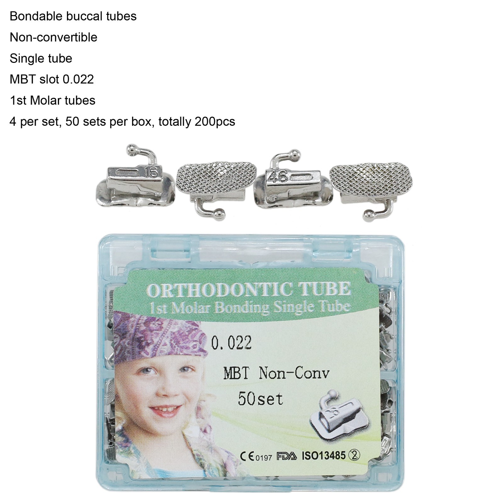 Dental Orthodontic Buccal Tubes 1st 2nd Molar Bondable Tube Roth MBT 022 Single