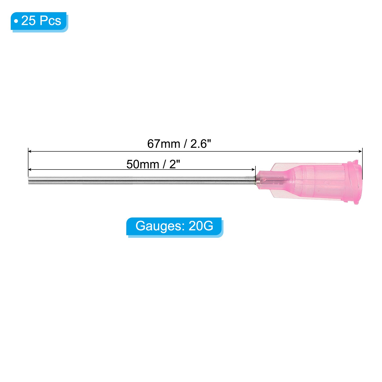 25Pcs 2 inches 20G Blunt Tip Dispensing Needles with Lure Lock
