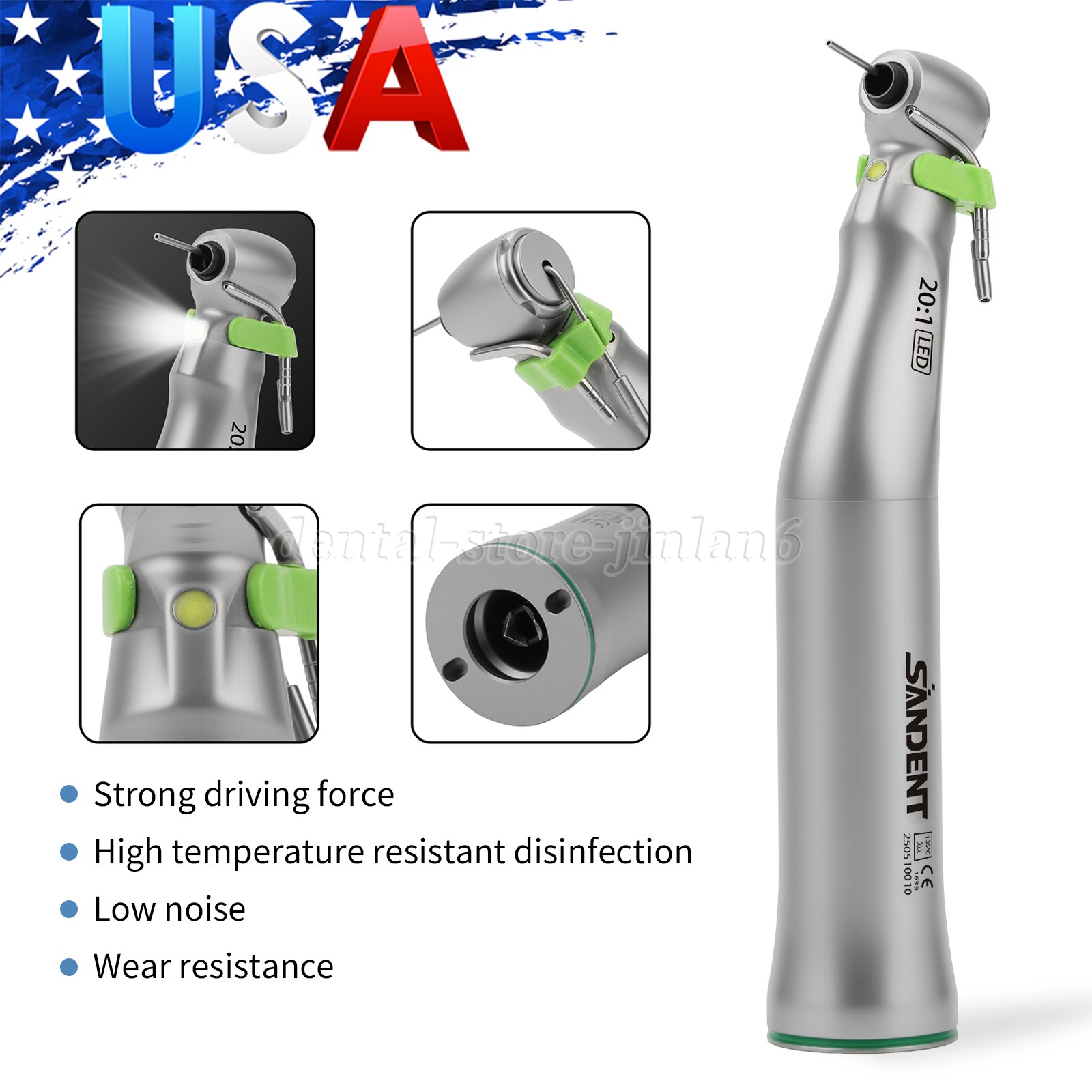 New WS-75 LG 20:1 LED+ Contra Angle E-Type for W&H Dental Implant Surgical Motor